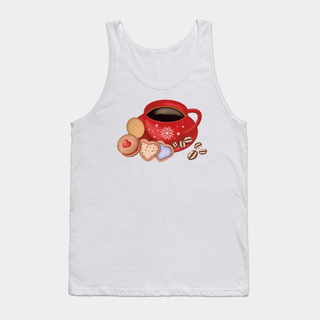 Christmas Coffee Mug And Cookies. Tank Top by Kisby